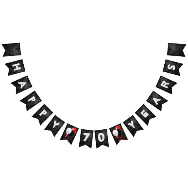 black leather and balloons 70th birthday party bunting flags (All)
