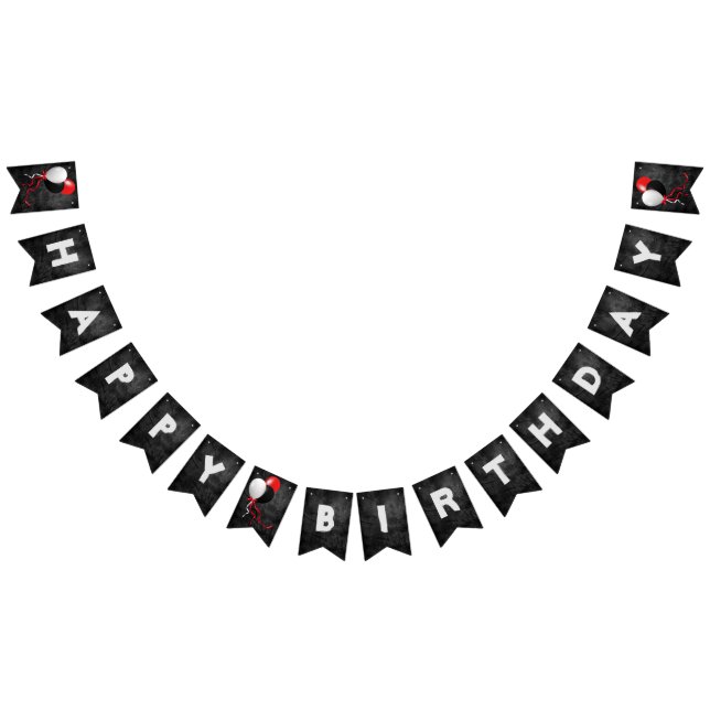 black leather  and balloons birthday party bunting flags (All)