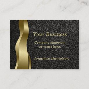 Black Leather and Gold Wave Classy Business Card