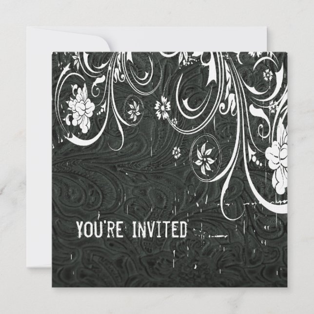 Black Leather and Lace Invitation (Front)
