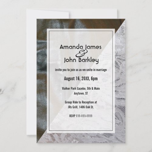 Black Leather and Lace Wedding Invitation