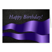 Black Leather and Purple Wave Greeting Card (Front Horizontal)
