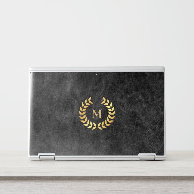 Black Leather And Wheal Laurel HP Laptop Skin (Front)