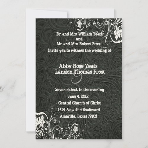 Black Leather and White Lace Wedding Invitation