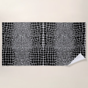 Black leather animal snake skin beach towel