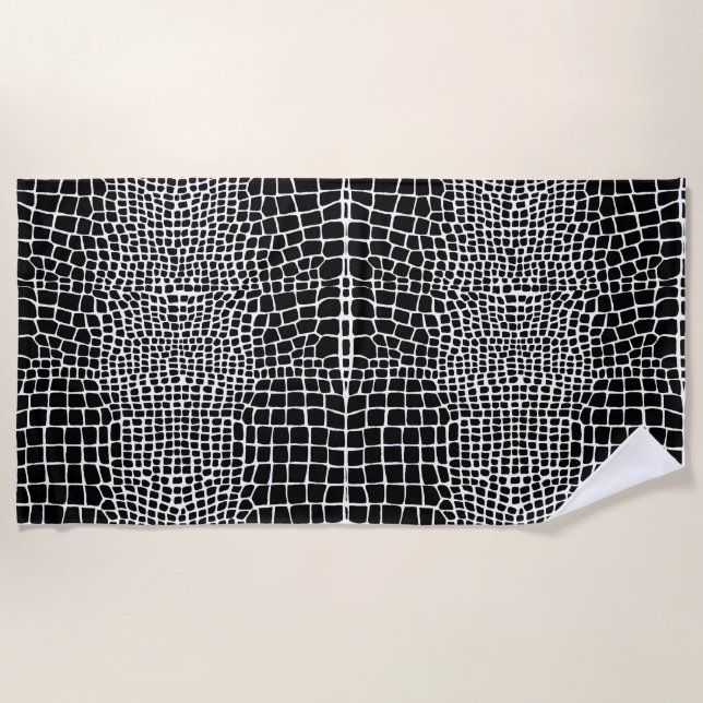 Black leather animal snake skin beach towel (Front)
