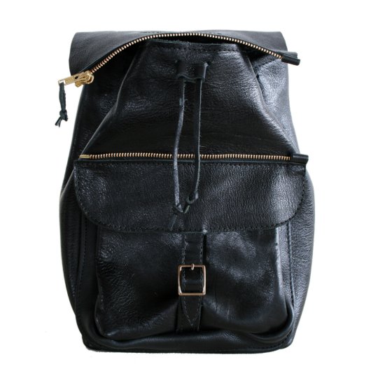 Black Leather Aruba Backpack With Custom Interior (Unzipped)