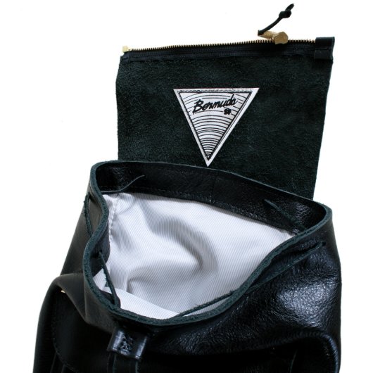 Black Leather Aruba Backpack With Custom Interior (Open)