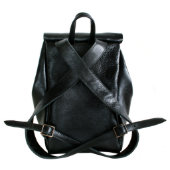 Black Leather Aruba Backpack With Custom Interior (Back)