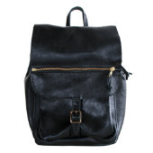Black Leather Aruba Backpack With Custom Interior (Front)