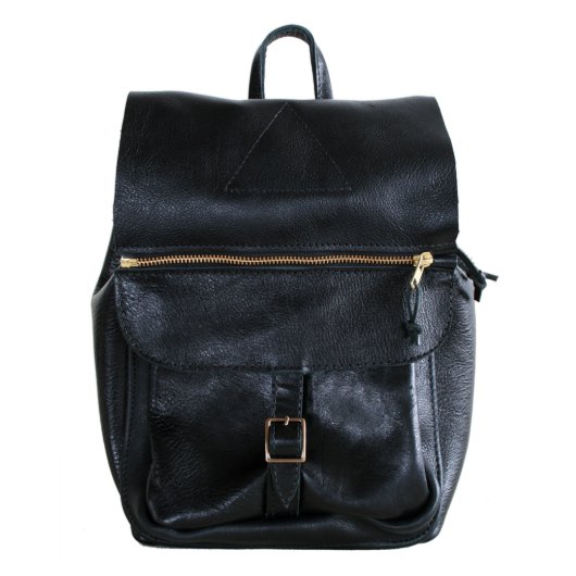 Black Leather Aruba Backpack With Custom Interior (Front)