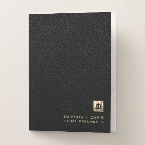 Black Leather Attorney Pocket Folders