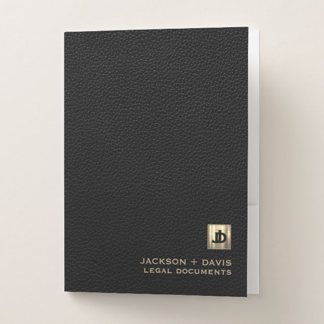 Black Leather Attorney Pocket Folders (Front)