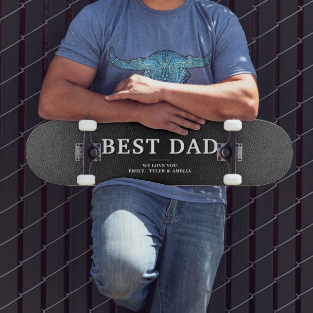 Black Leather Best Dad Father`s Day Skateboard (Outdoor 3)