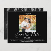 Black Leather Bike Wedding Photo Save the Date