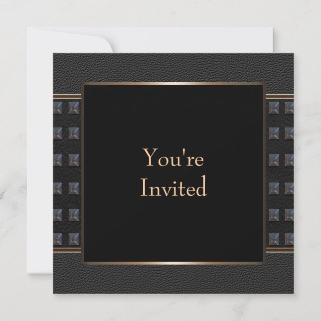 Black Leather Black Party Invitation Template (Front)