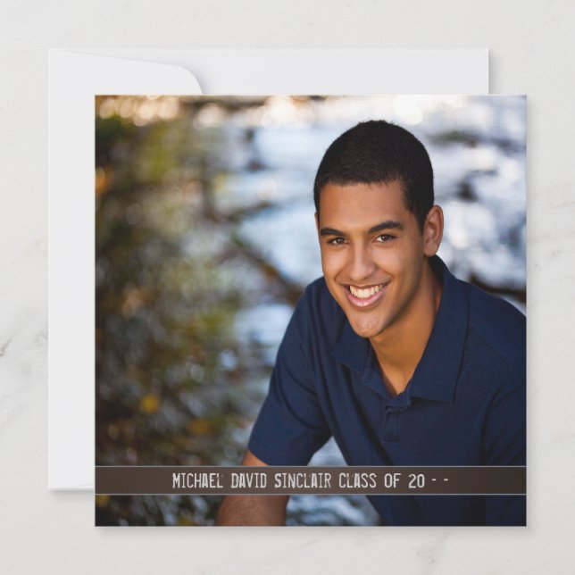 Black Leather Boys Photo Graduation Announcement (Front)