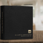 Black Leather Brushed Gold Initial Logo 3 Ring Binder<br><div class="desc">Designed for Estate Planners and Law and Legal firms. This binder is ideal for organizing your client's portfolio information.</div>