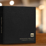 Black Leather Brushed Gold Initial Logo Listings<br><div class="desc">Designed for Real Estate Agents and Agencies. This binder is ideal for organizing your property listings.</div>