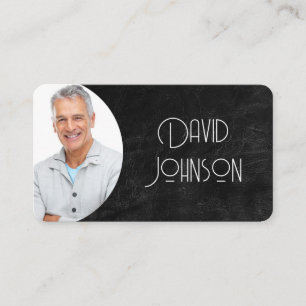 Black Leather Business Photo Card 