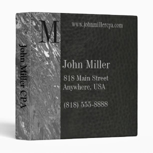 Black Leather & Chrome Monogram Business Binder