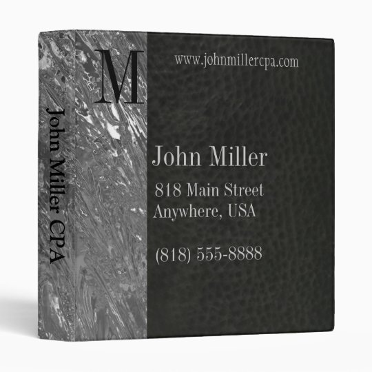 Black Leather & Chrome Monogram Business Binder