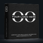 Black Leather Company Logo 3 Ring Binder<br><div class="desc">Simple black and white business template in modern minimalist style that can be easily updated with your company logo and text. Designed with a horizontal logo banner image (2560 x 1440 px), you can customize by changing the text and image using the fields provided, or use the "message" button to...</div>