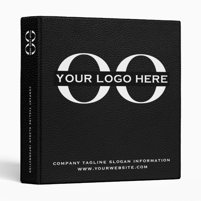 Black Leather Company Logo 3 Ring Binder (Front/Spine)