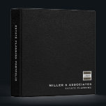 Black Leather Company Logo Estate Planning Binder<br><div class="desc">Showcase your brand with this black and white customizable estate planning binder featuring a square logo in the center and customizable text on the spine. The sleek and professional design features classic block typography and a black leather print background.</div>