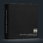 Black Leather Company Logo Estate Planning Binder<br><div class="desc">Showcase your brand with this black and white customizable estate planning binder featuring a square logo in the center and customizable text on the spine. The sleek and professional design features classic block typography and a black leather print background.</div>