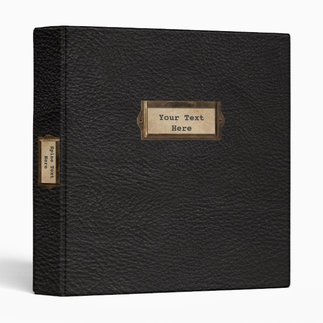 Black Leather Custom 1.5 inch Binder (Front/Spine)