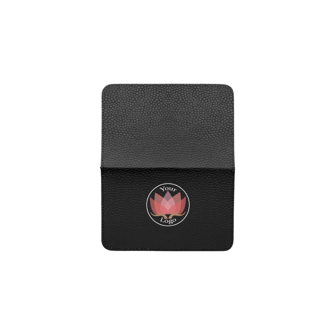 Black Leather Custom LOGO Card Holder | Zazzle