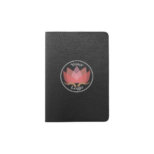 Black Leather Custom LOGO Passport Holder