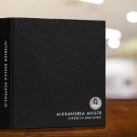 Black Leather Custom Professional Photo 3 Ring Binder<br><div class="desc">Professional Portfolio Binder designed for designers and business professionals. This binder is ideal for organizing your professional portfolio information. A professional portfolio binder designed with a bio photo image (500 x 500 px), you can customize by changing the text and image using the fields provided, or use the ‘message’ button...</div>