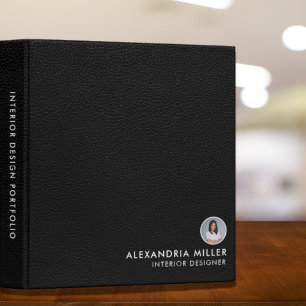 Black Leather Custom Professional Photo 3 Ring Binder