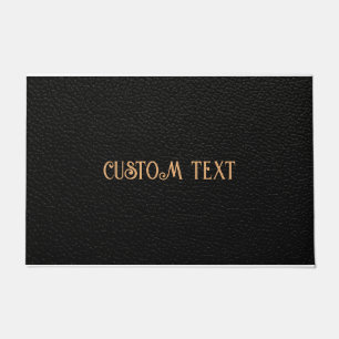 BLACK LEATHER CUSTOM TEXT DOOR MAT