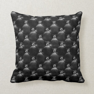 Black Leather Diamonds Glam Glitter Goth Throw Pillow