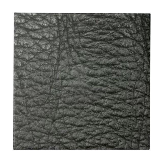 Black Leather Effect Ceramic Tile (Front)