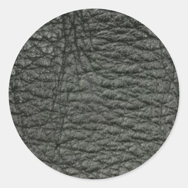 Black Leather Effect Classic Round Sticker (Front)