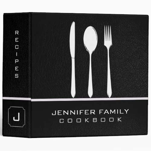 Black Leather Family Cooking 3 Ring Binder