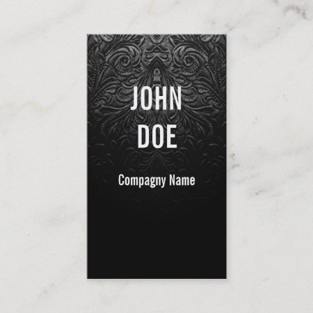 Black Leather Finely Decorated Business Card