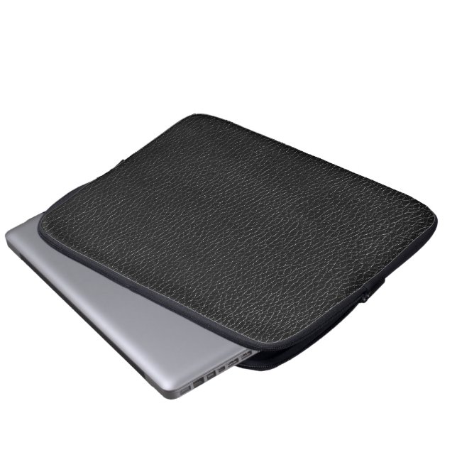 Black Leather Finish Texture Laptop Sleeve (Front Bottom)