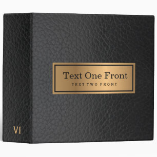 Black Leather & Gold Frame 3 Ring Binder
