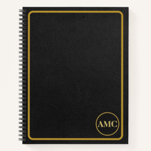 Black Leather Gold Frame Notebook