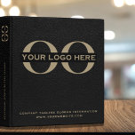 Black Leather Gold Logo 3 Ring Binder<br><div class="desc">Simple black and gold business template in modern minimalist style that can be easily updated with your company logo and text. Designed with a horizontal logo banner image (2560 x 1440 px), you can customize by changing the text and image using the fields provided, or use the "message" button to...</div>