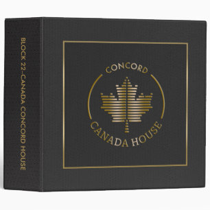 Black Leather Gold Logo & Frame 3 Ring Binder
