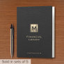 Black Leather Gold Monogram Financial Legacy Pocket Folder