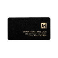 Black Leather Gold Monogram Return Address
