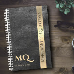 Black Leather Gold Monogrammed Initials Name 2024 Planner<br><div class="desc">Plan your year in style with our Black Leather Gold Monogrammed Initials Name 2024 Planner! This design seamlessly blends functionality and elegance, featuring a sleek black leather texture adorned with a touch of luxury gold foil stripe. Personalize the planner with your full name and distinguished gold monogram, making it a...</div>