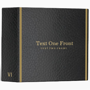 Black Leather & Gold Stripes 3 Ring Binder